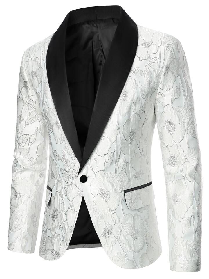 Manfinity AFTRDRK Men Jacquard Shawl Collar Single Button Blazer | SHEIN