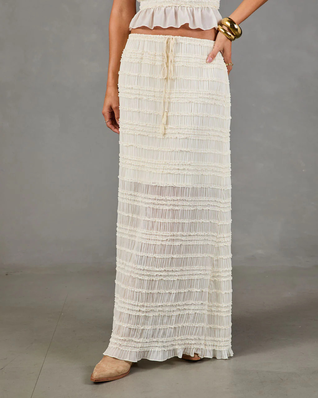 Festival Darling Ruffle Chiffon Maxi Skirt | VICI