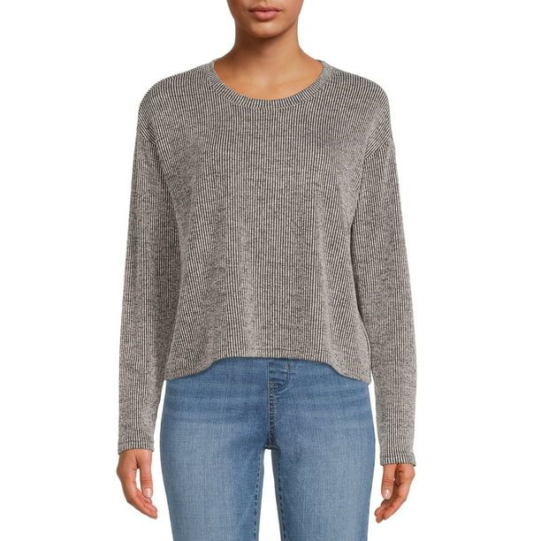Time and Tru Women's Coordinating Long Sleeve Sweater Top | Walmart (US)