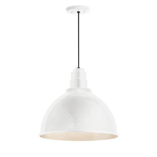 Deep Reflector Gloss White 16-Inch One-Light Outdoor Pendant | Bellacor