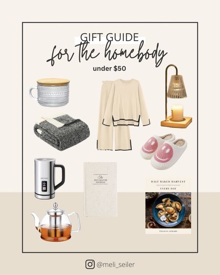 Gift guide for the homebody.

Lounge set, journal, slippers, frother, glass mug, cookbook, blankett

#LTKGiftGuide #LTKSeasonal #LTKfindsunder50