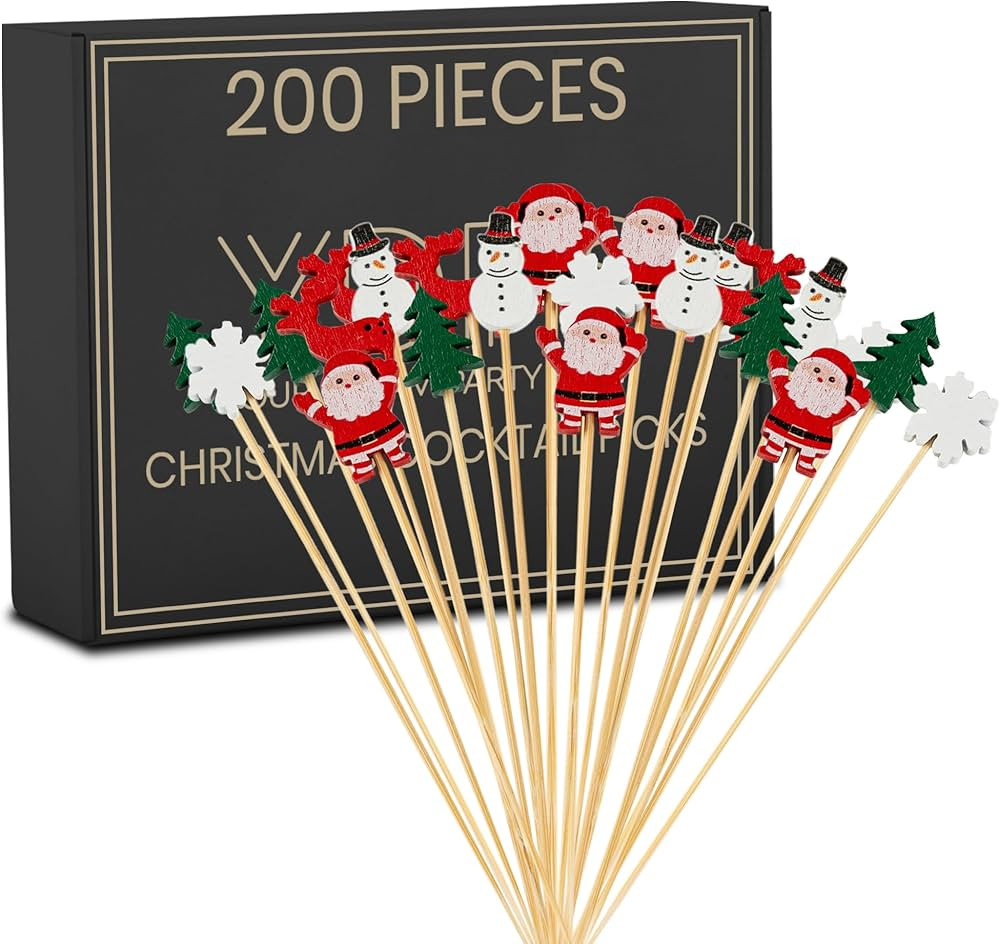200 PCS Christmas Cocktail Picks - 4.7 Inch Cocktail Picks, Cocktail Toothpicks, Christmas Toothp... | Amazon (US)
