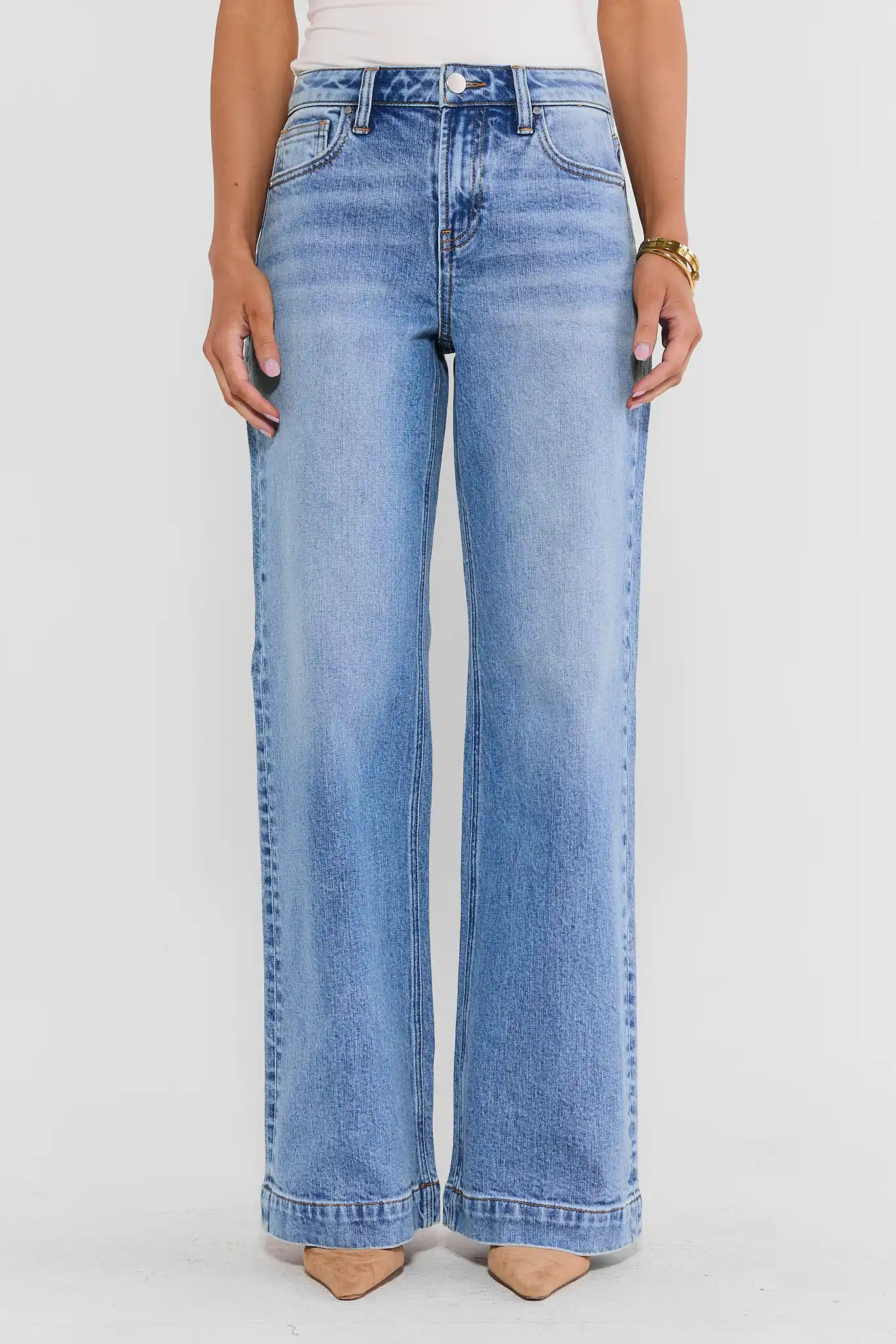 Kayla Medium Wash Wide Leg Jeans | Avara