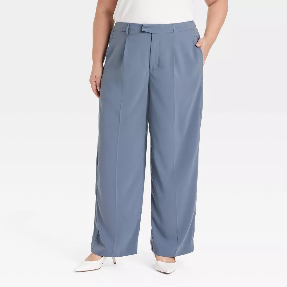 Women's High-Rise Satin Side Striped Straight Trousers - A New Day™ Blue 17 | Target