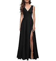 MUSHARE Women's V Neck Sleeveless Split Formal Dress Cocktail Party Prom Long Dresses | Amazon (US)