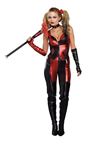 Dreamgirl Women's Sexy Harley Quinn Costume, Harlequin Blaster Halloween Costume, Black/Red, Small | Amazon (US)