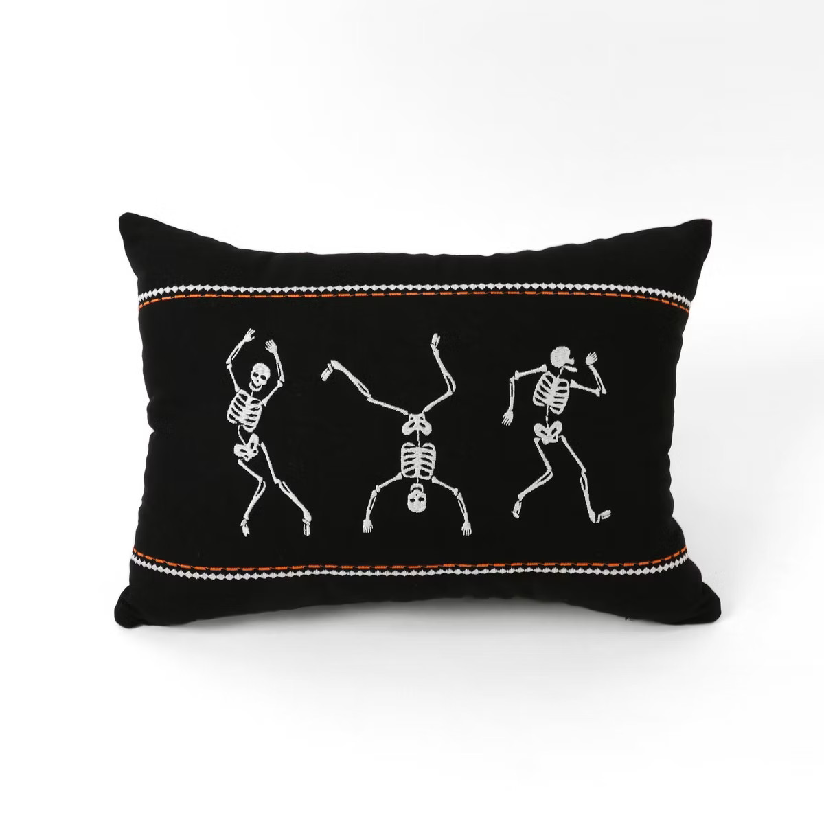 13"x18" Dance Skeleton Halloween Lumbar Throw Pillow Black - Lush Décor: Embroidered Cotton, Ind... | Target