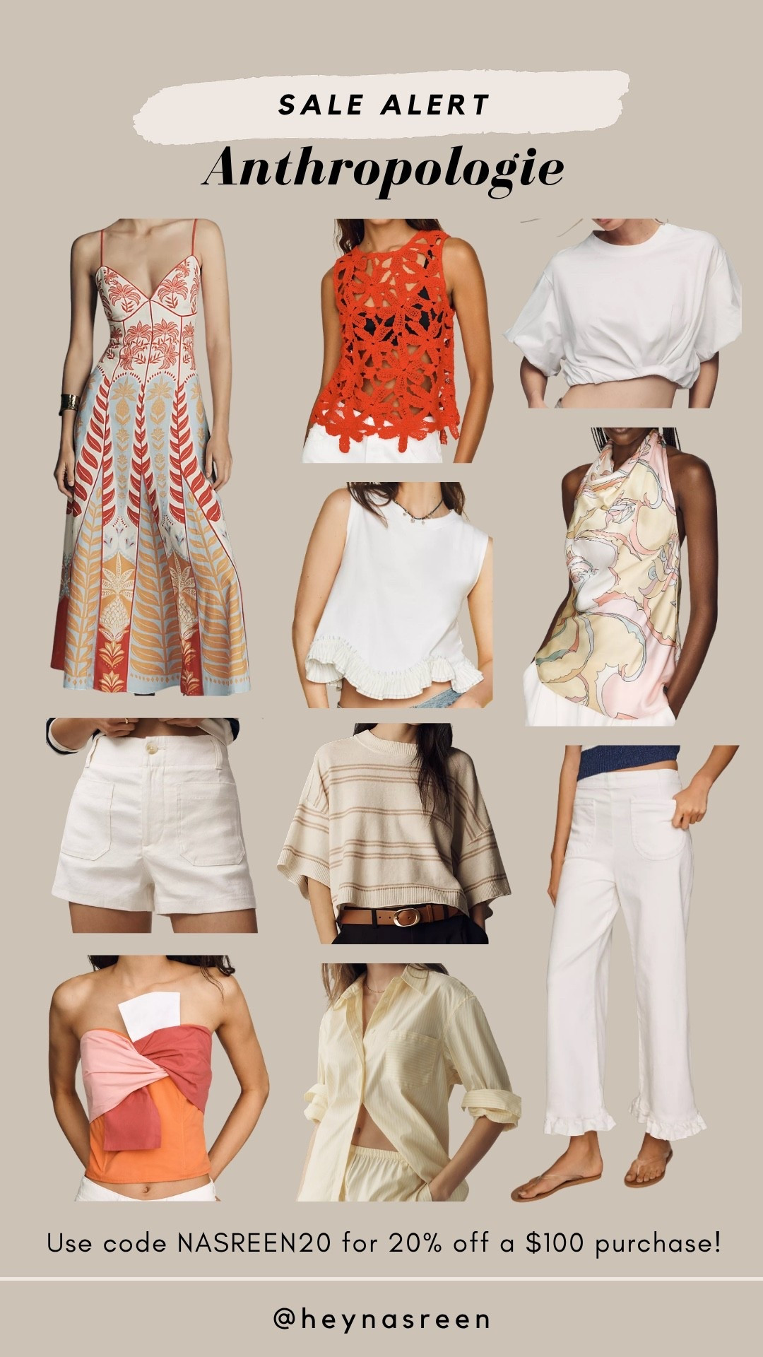 Anthropologie summer finds! Use code NASREEN20 for 20% off a $100 purchase! ❤️ @Anthropologie

#LTKSaleAlert