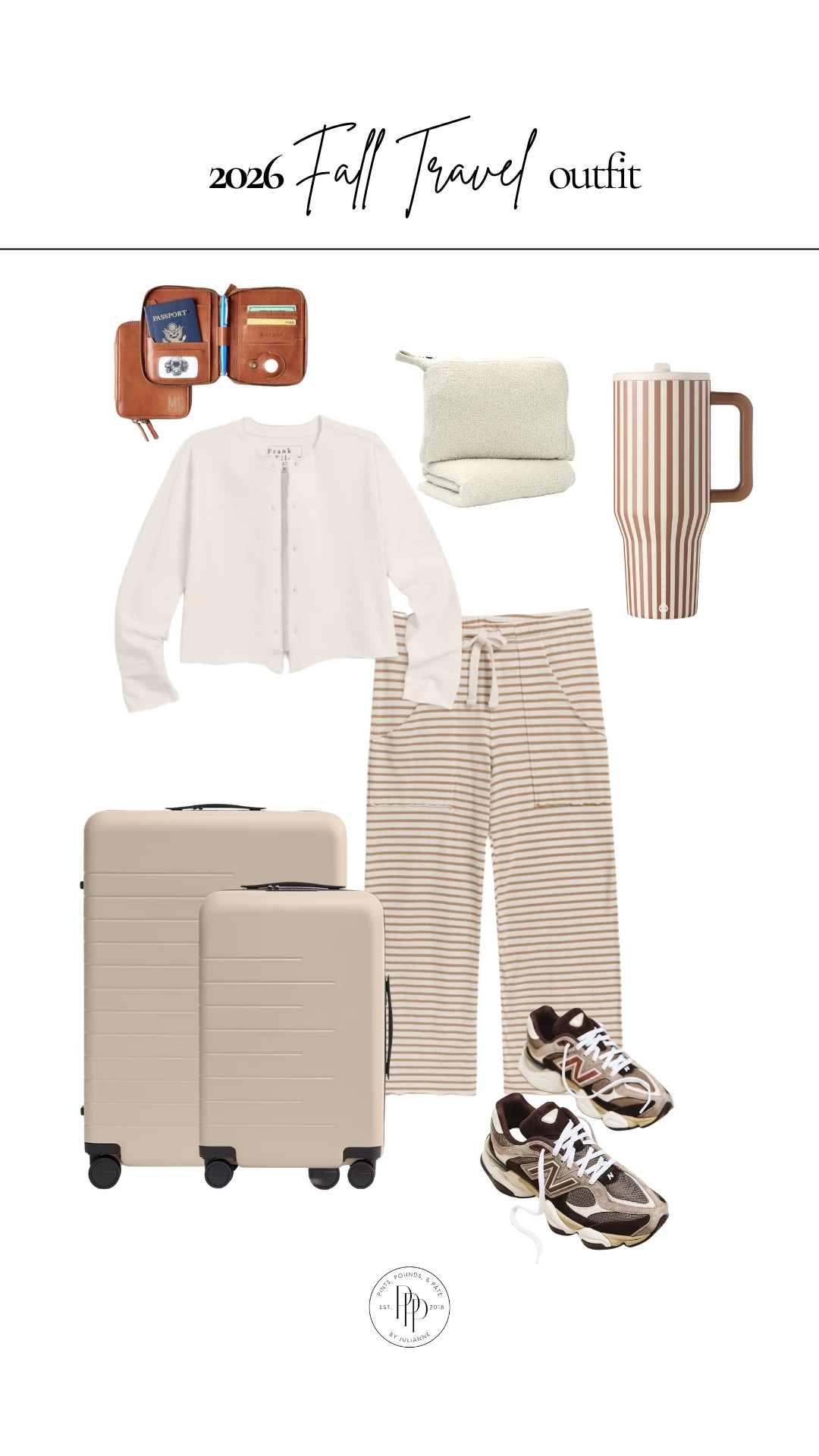 Fall travel day ✈️🤍 Comfy layers, striped pants + sneakers are exactly what I want to wear for a long travel day!!! 

 #LTKootd #LTKSaleAlert #LTKTravel
