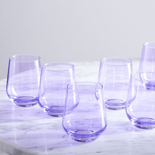 Estelle Colored Glass Stemless Wine Glass | West Elm (US)