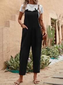 EMERY ROSE Solid Dual Pocket Overall Jumpsuit Without Tee SKU: sw2302247887338030(11 Reviews)$11.... | SHEIN