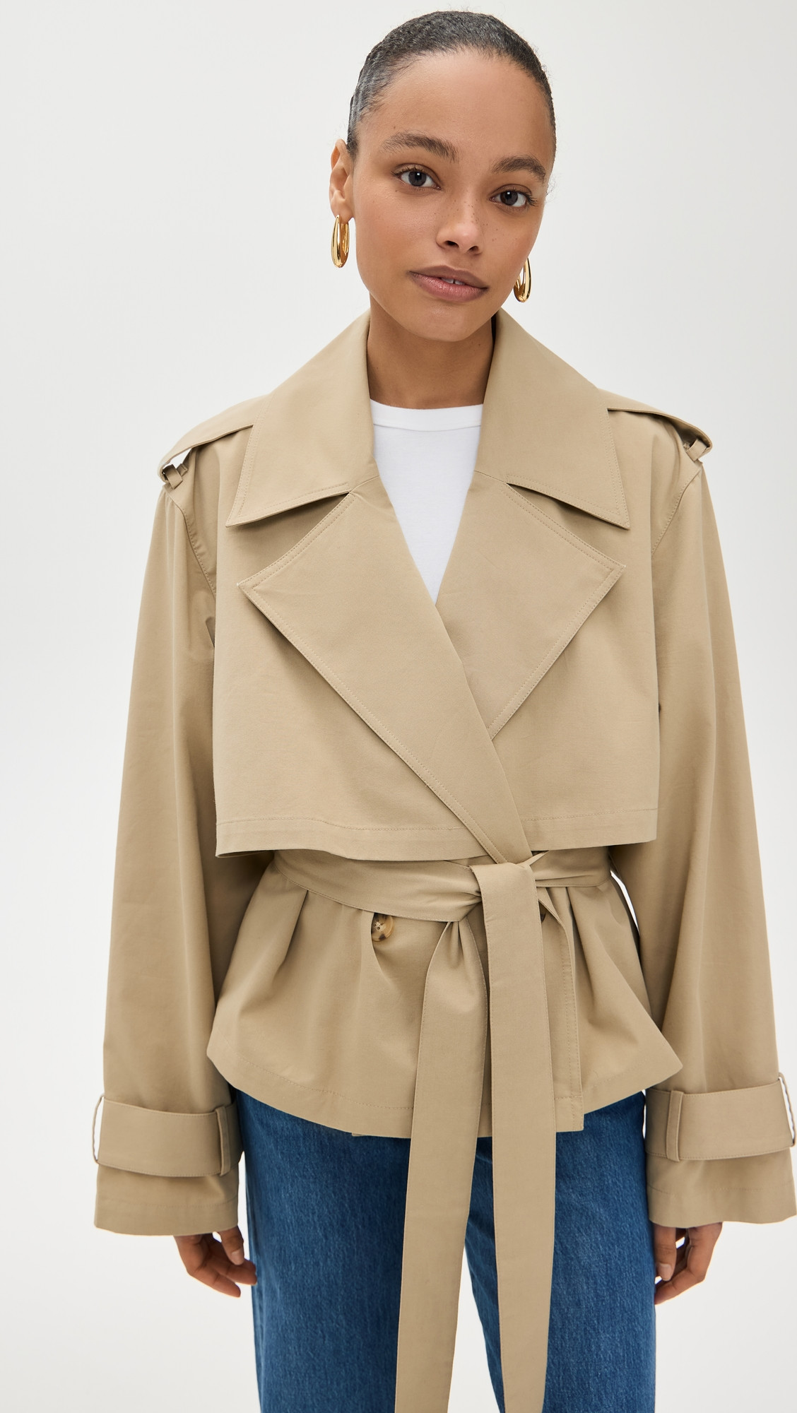 Joe's Jeans The Liz Cropped Trench Coat Camel XL | Shopbop