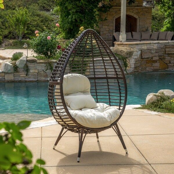 Cutter Teardrop Wicker Lounge Chair by Christopher Knight Home | Bed Bath & Beyond