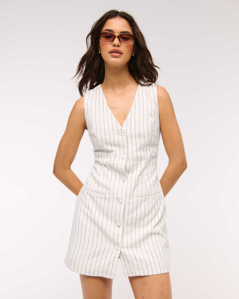 The A&F Mara Linen-Blend Vest Mini Dress | Abercrombie & Fitch (US)