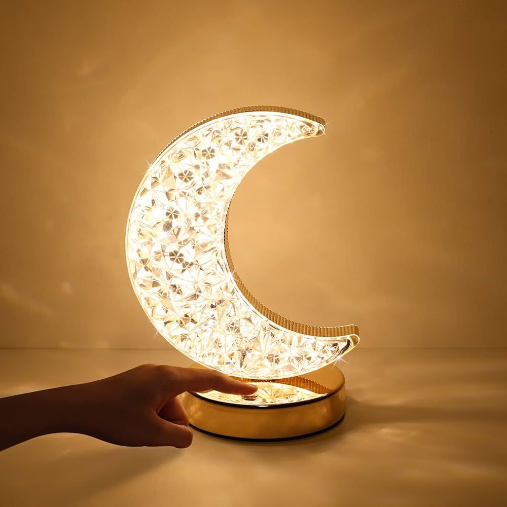 SupBri Moon Lamp, 3 Colors Modes Touch Lunar Lamp, Crystal Table Lamp with Stepless Dimmable Cute... | Amazon (US)