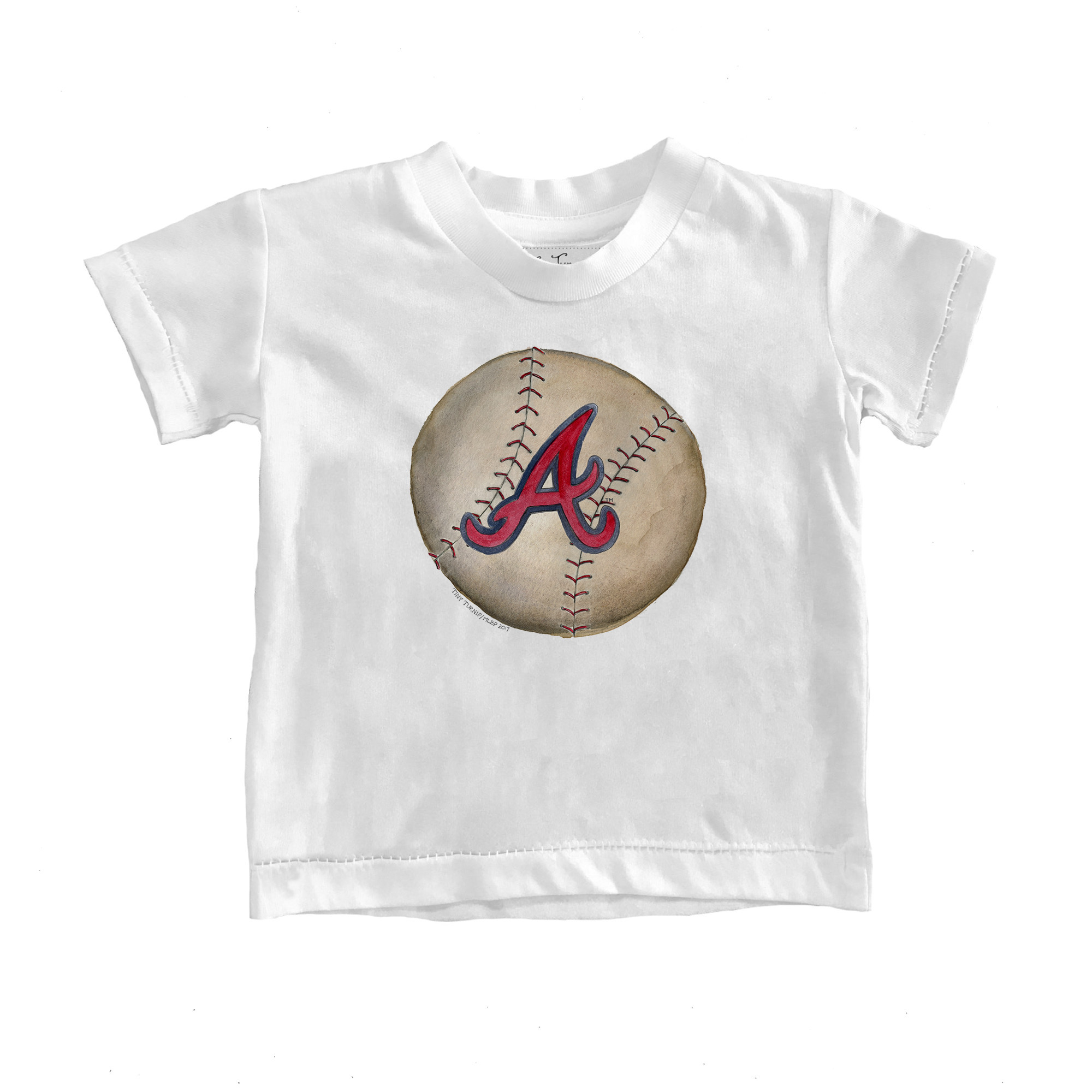 Youth Tiny Turnip White Atlanta Braves Stitched Baseball T-Shirt | Fanatics