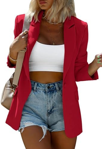 KIRUNDO Womens Blazer 2025 Fall Business Casual Oversized Long Sleeve Button Open Front Suit Jack... | Amazon (US)