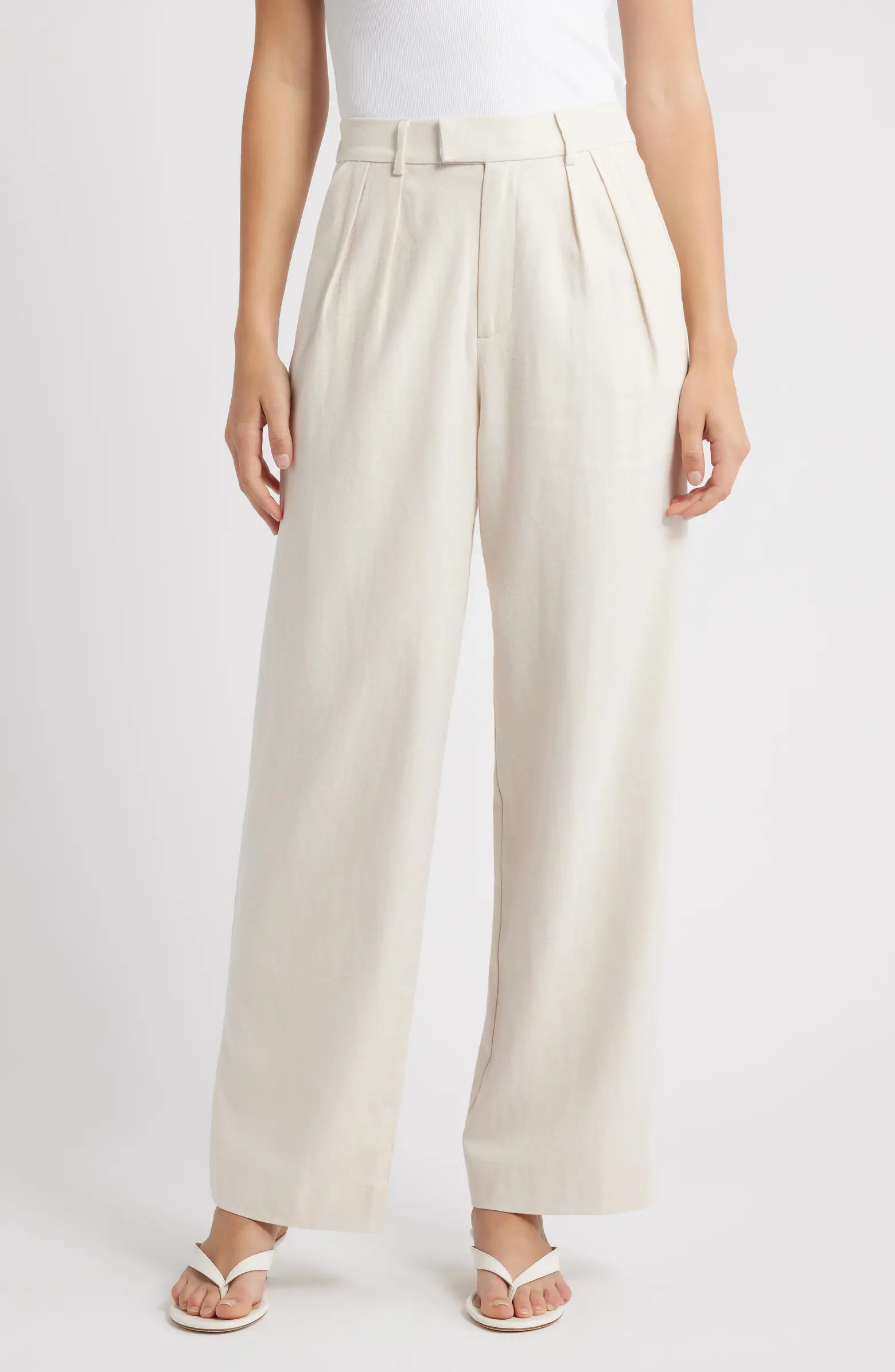 WAYF Naomi Linen Blend Straight Leg Pants | Nordstrom | Nordstrom