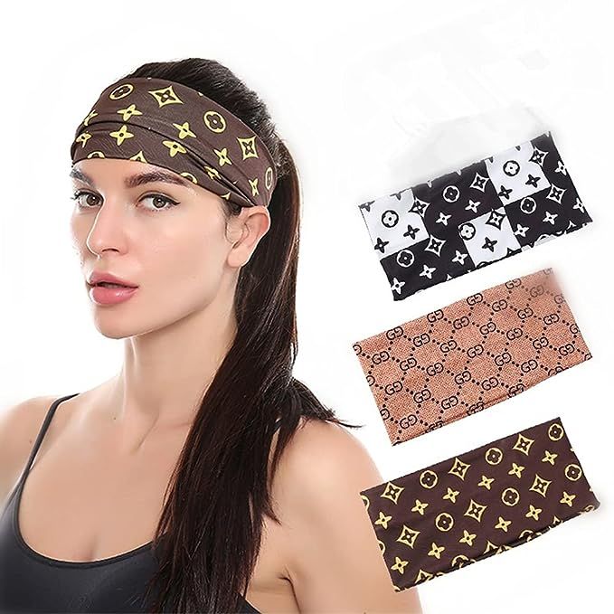 Headbands with Button for Mask for Women , Elastic Women Hair Bands Turban Headwrap , Elastic Non... | Amazon (US)