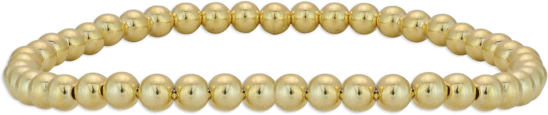 Anela 14kt Gold Filled Bracelet, 4mm Beads, Stretch and Stackable, Hand Made in USA | Amazon (US)