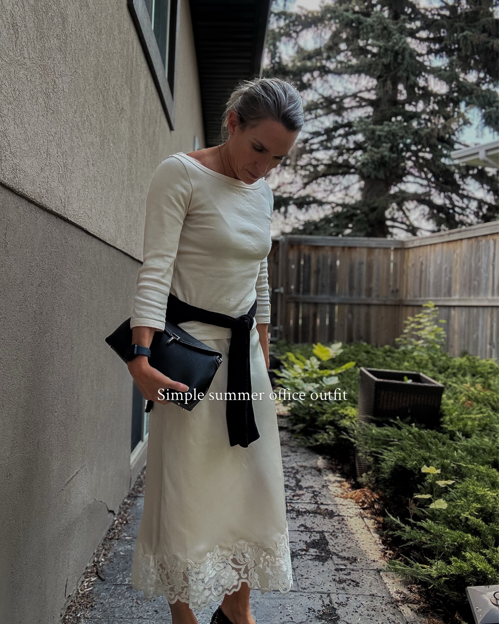 When in doubt: cream and black.  If you want the best quality t-shirts this brand is the one. 
My skirt is old but if I were buying a skirt right now it would be Doen (linked)

#LTKcanada #LTKsummer #LTKover50style