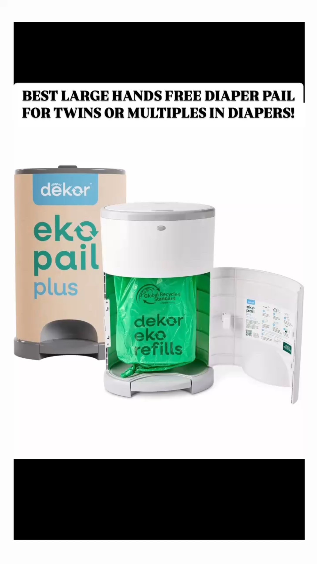 BEST Hands Free XL Diaper Pail for high volume diapers, twins, multiple toddlers or babies!
I personally used this diaper pail when my twins were little and they’ve only improved it since then! The bags are perforated so all you do is remove it when it’s full and the new bag is ready to go. 
This eco-friendly diaper pail is made with 70% recycled materials and has a cost-effective refill system. I believe this is the only eco-friendly diaper pail on the market. The best part is the hands-free feature, just step on the bottom pedal, the lid opens, you drop in the diaper and move on with your day. This diaper pail also prevents smells from escaping into the room. Dekor makes it in three sizes for your family’s needs. 

Baby Registry. Potty Training. Toilet Training. Nursery. Green. Recycle. Must have. Baby. Toddler. Twins. Mom. Motherhood. Trash. Organization. Clean. Cleaning  

#LTKBump #LTKHome #LTKBaby