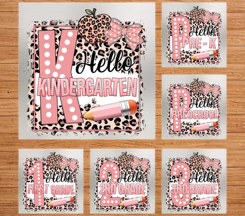 Hello Back to School DTF Transfer, Leopard Design for Kindergarten, Pre-k, Grades 1-6, Ready to P... | Etsy (US)