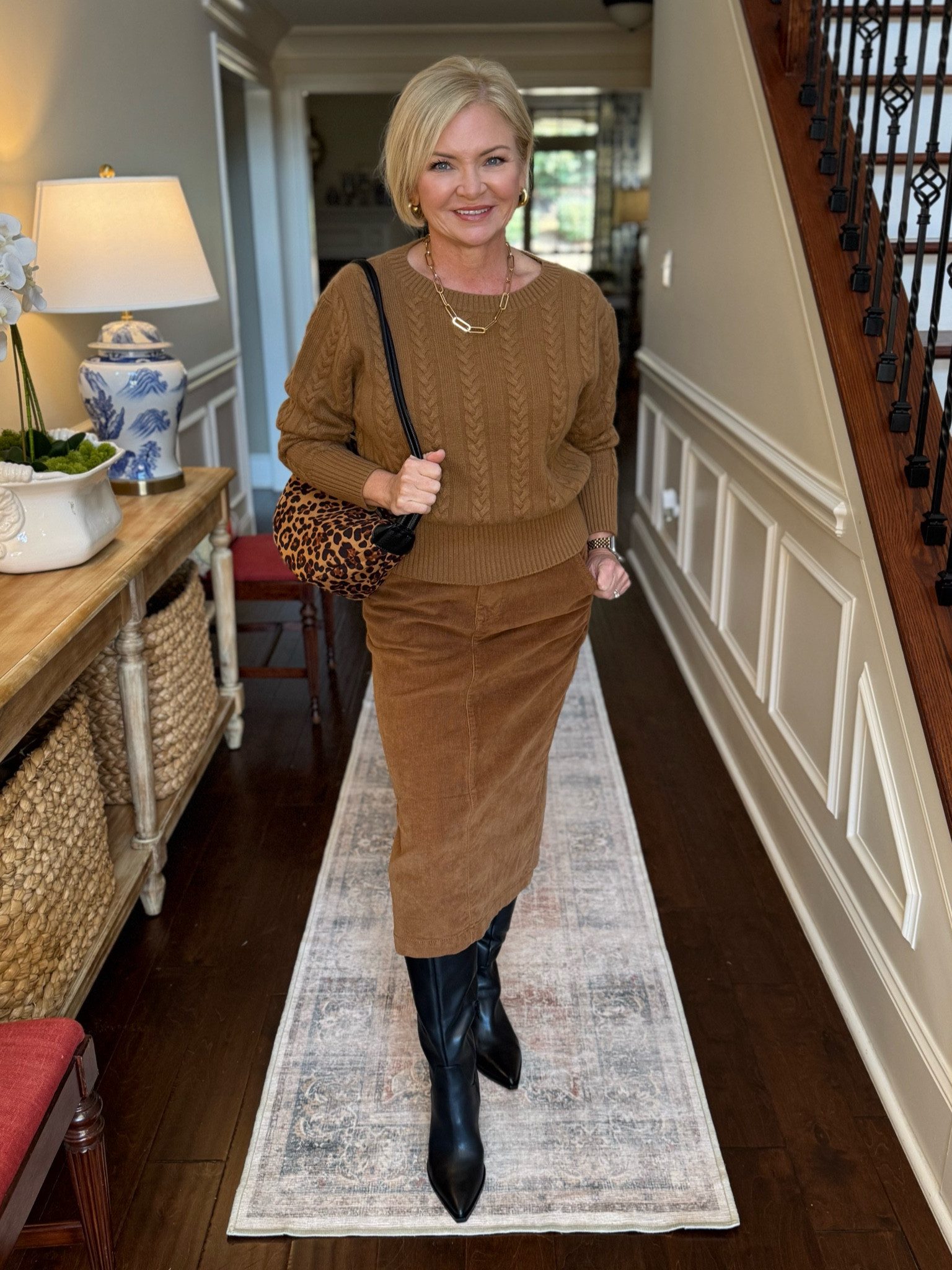 Wearing sweater in Medium, skirt in size 4.

Thanksgiving outfit
Fall outfit
Cashmere
Corduroy
Holiday outfit
Boots
Leopard print 

#LTKHoliday #LTKStyleTip #LTKItBag