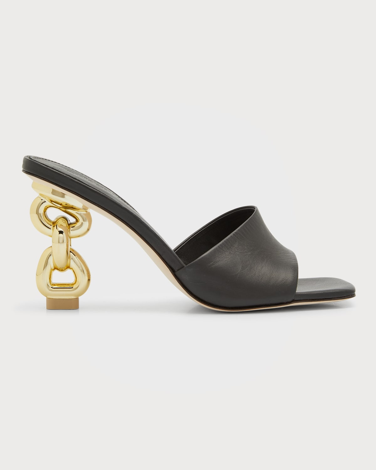 Misha Chain Leather Slide Sandals | Neiman Marcus
