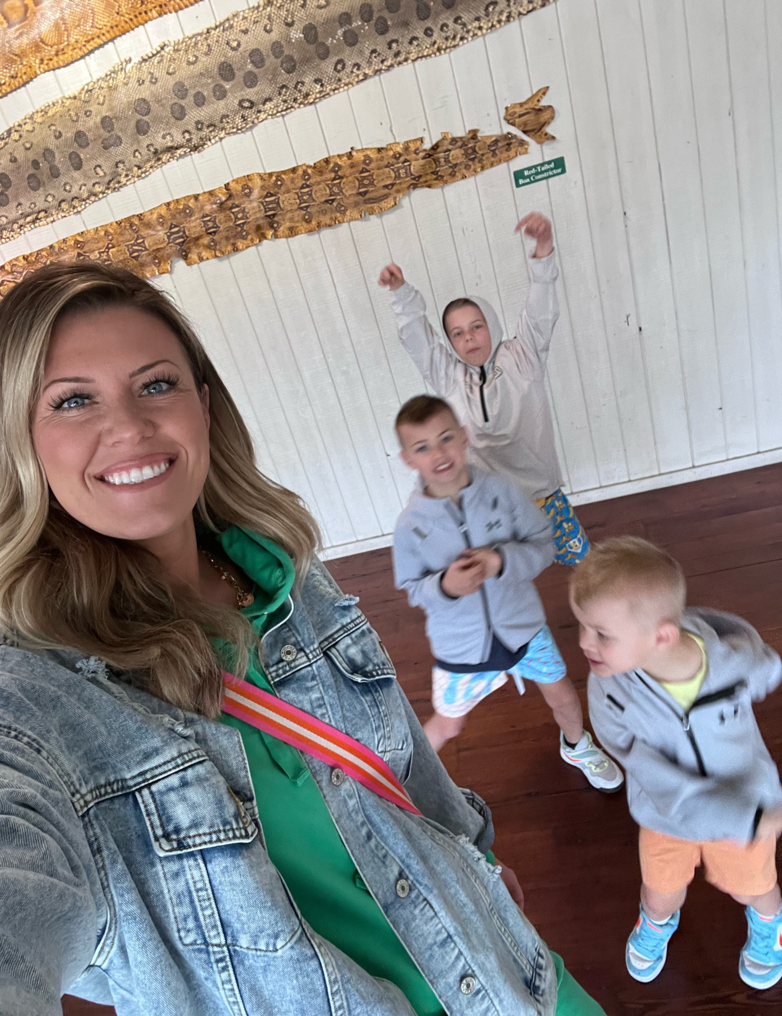 When you are a boy mom  Vacation adventures always involve alligator and snakes 🐊🐍  This green sweatshirt dress with a jean jacket is always comfortable but also cute! 

#LTKsalealert #LTKstyletip #LTKtravel
