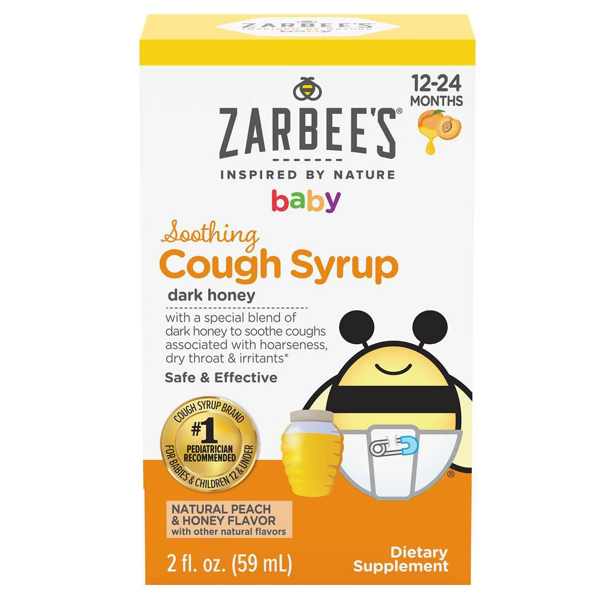 Zarbee's Baby Soothing Cough Syrup with Dark Honey - Natural Peach & Honey Flavor - 2 fl oz | Target
