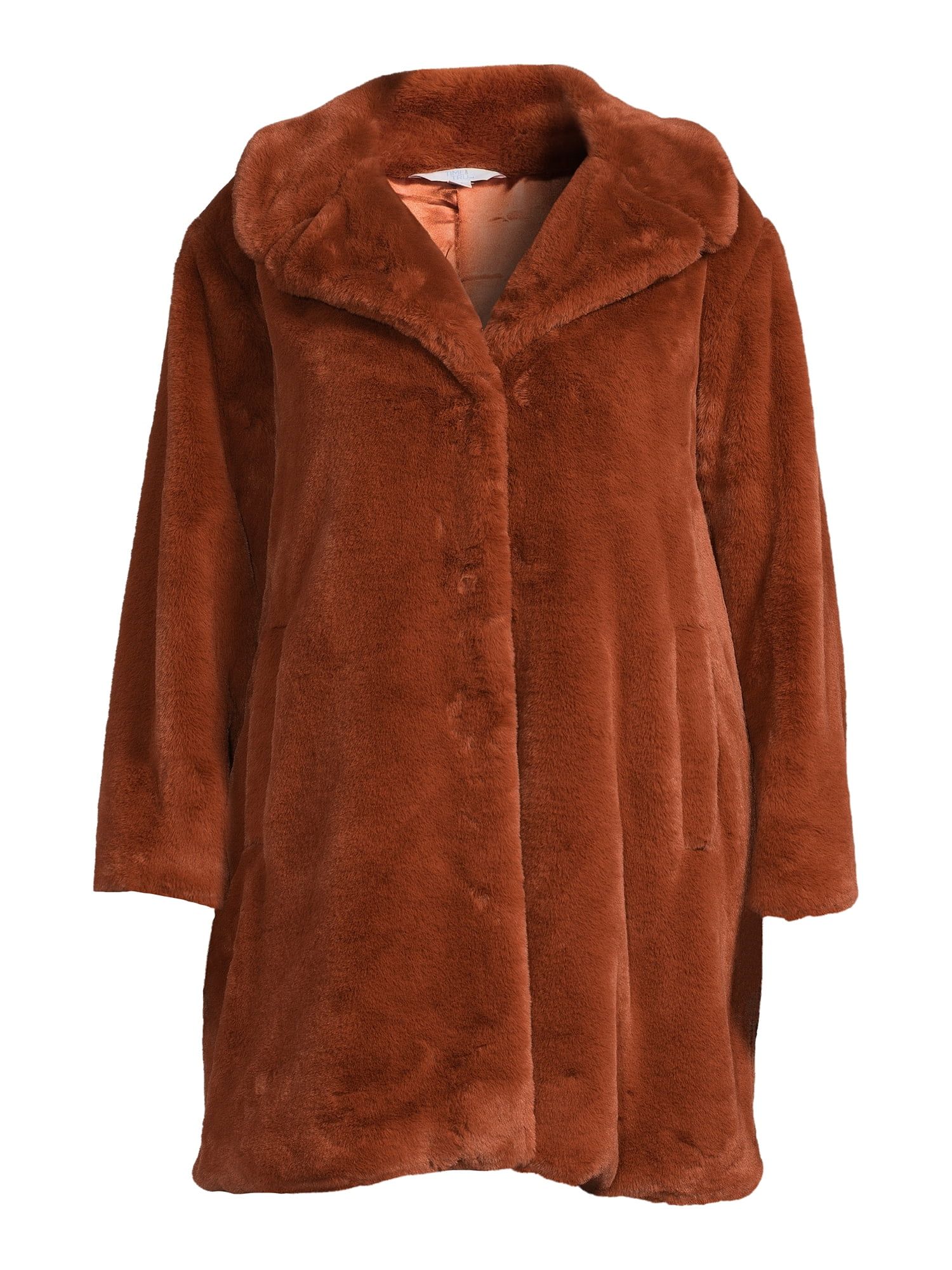 Time and Tru Women's and Plus Full Length Faux Fur Coat | Walmart (US)