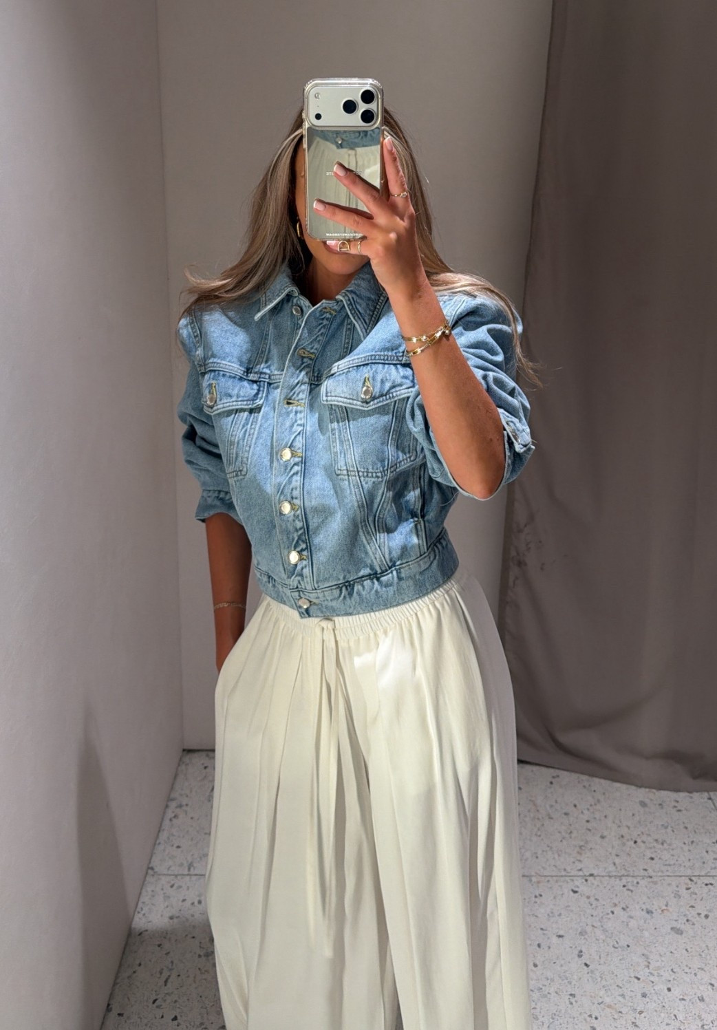 I’m wearing the large but ended up getting the medium for a better fit 