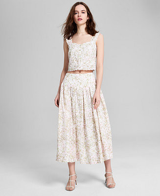 Women's Cotton Eyelet Midi Skirt, Exclusively at Macy's | Macy's