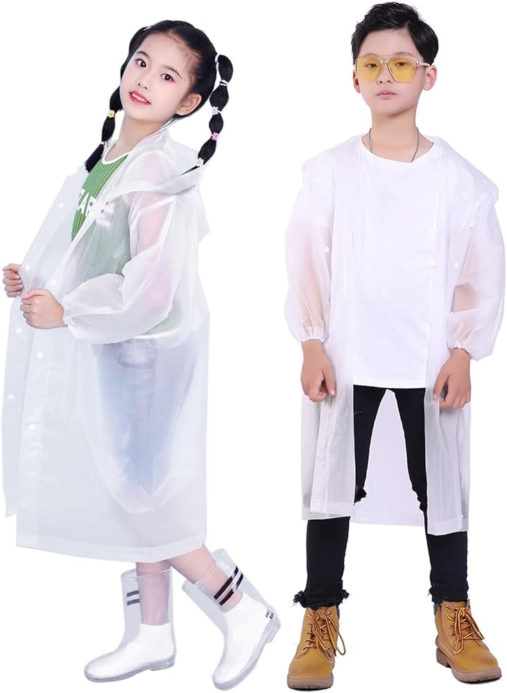 Kids Rain Jacket, 2 Pack Rain Ponchos for Kids - Reusable Raincoats for Boys and Girls Waterproof... | Amazon (US)