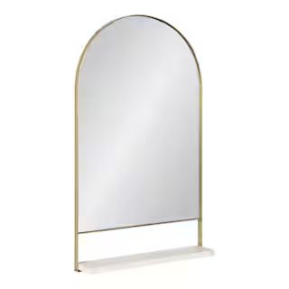 Chadwin 34.25 in. x 20 in. Modern Arch Gold Framed Decorative Wall Mirror | The Home Depot
