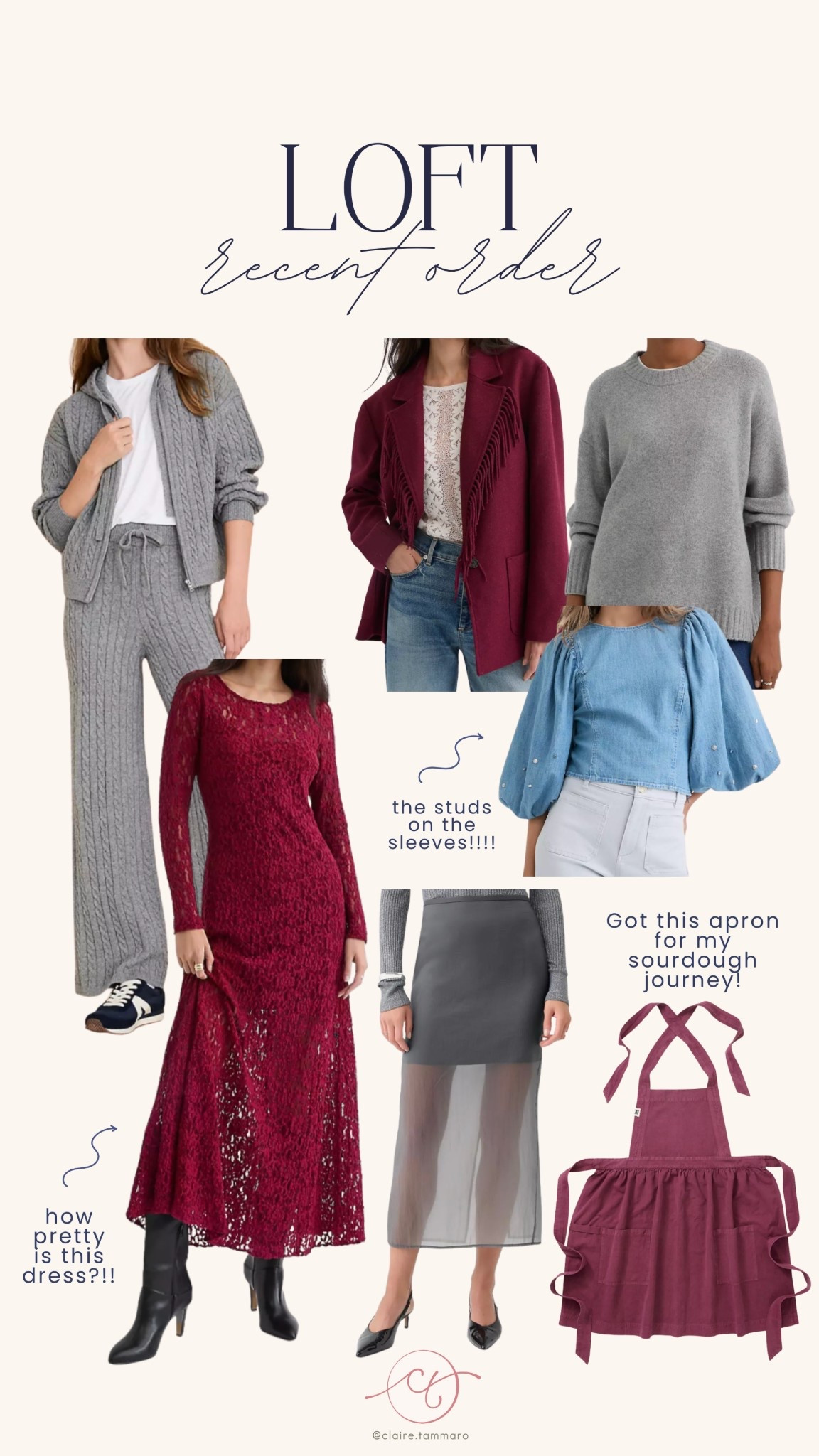 Recent order from Loft! 

Loft, holiday fashion, petite fashion, lace dress, matching set, cable knit, jacket, sweater, apron, holiday top

#LTKSeasonal