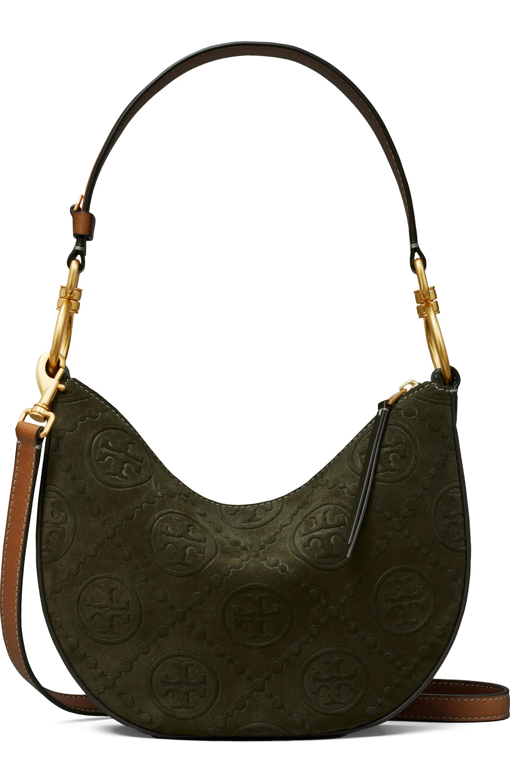 T Monogram Suede Mini Crescent Shoulder Bag | Nordstrom