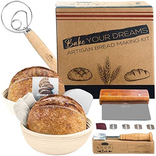 Amazon.com: Shori Bake Banneton Bread Proofing Basket Set of 2 Round 9 Inch + Sourdough Bread Mak... | Amazon (US)