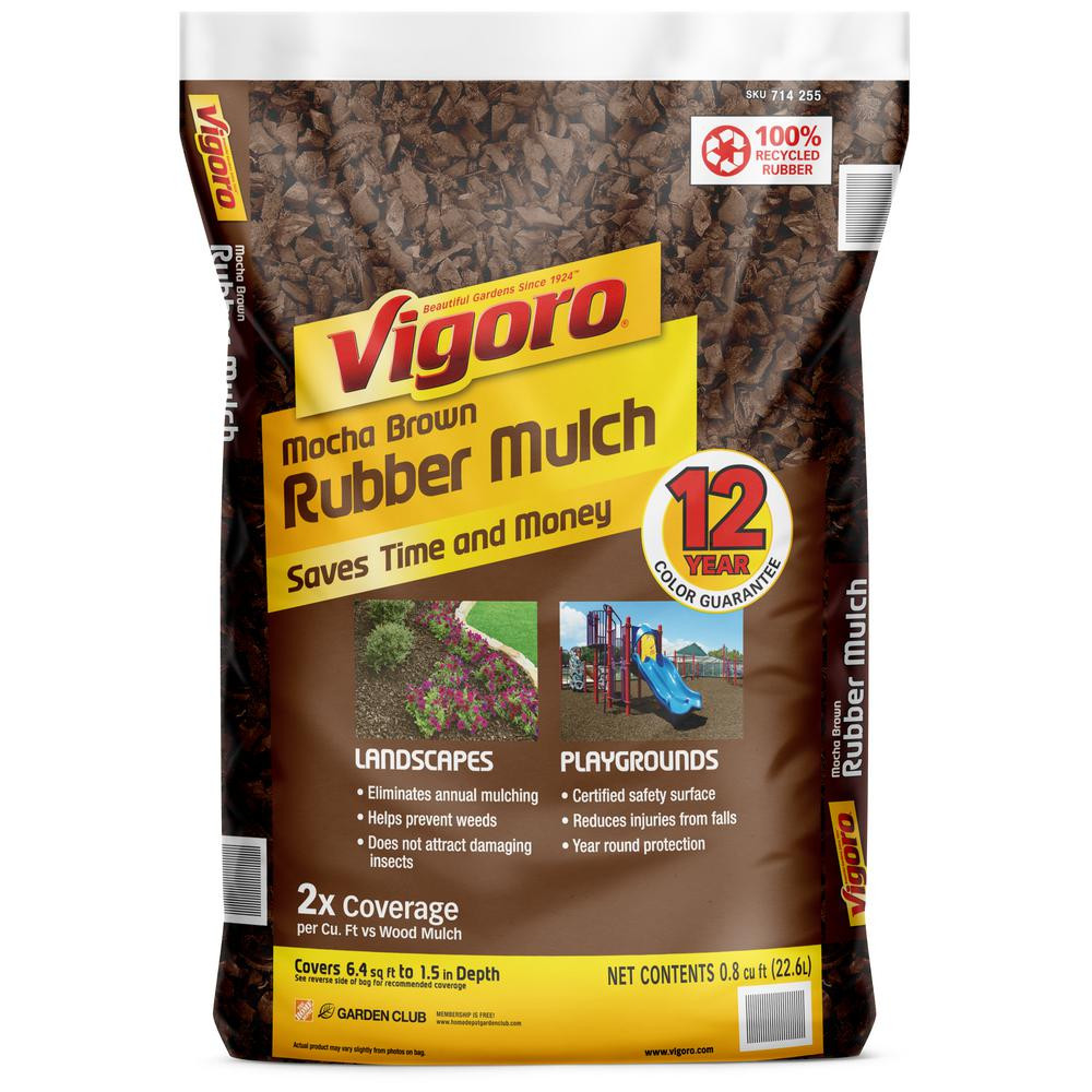 Vigoro 0.8 cu. ft. Mocha Brown Bagged Rubber Mulch-HDVMBMN8CB - The Home Depot | The Home Depot