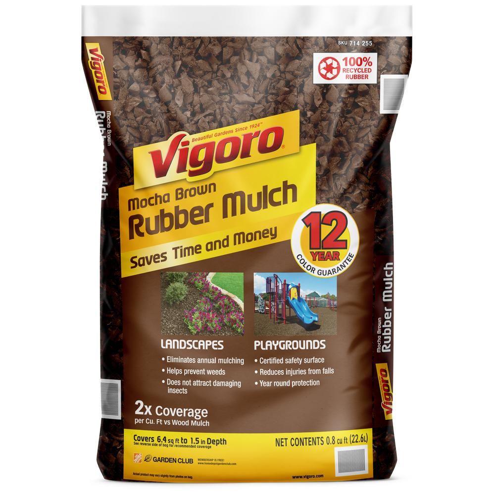 Vigoro 0.8 cu. ft. Mocha Brown Bagged Rubber Mulch-HDVMBMN8CB - The Home Depot | The Home Depot