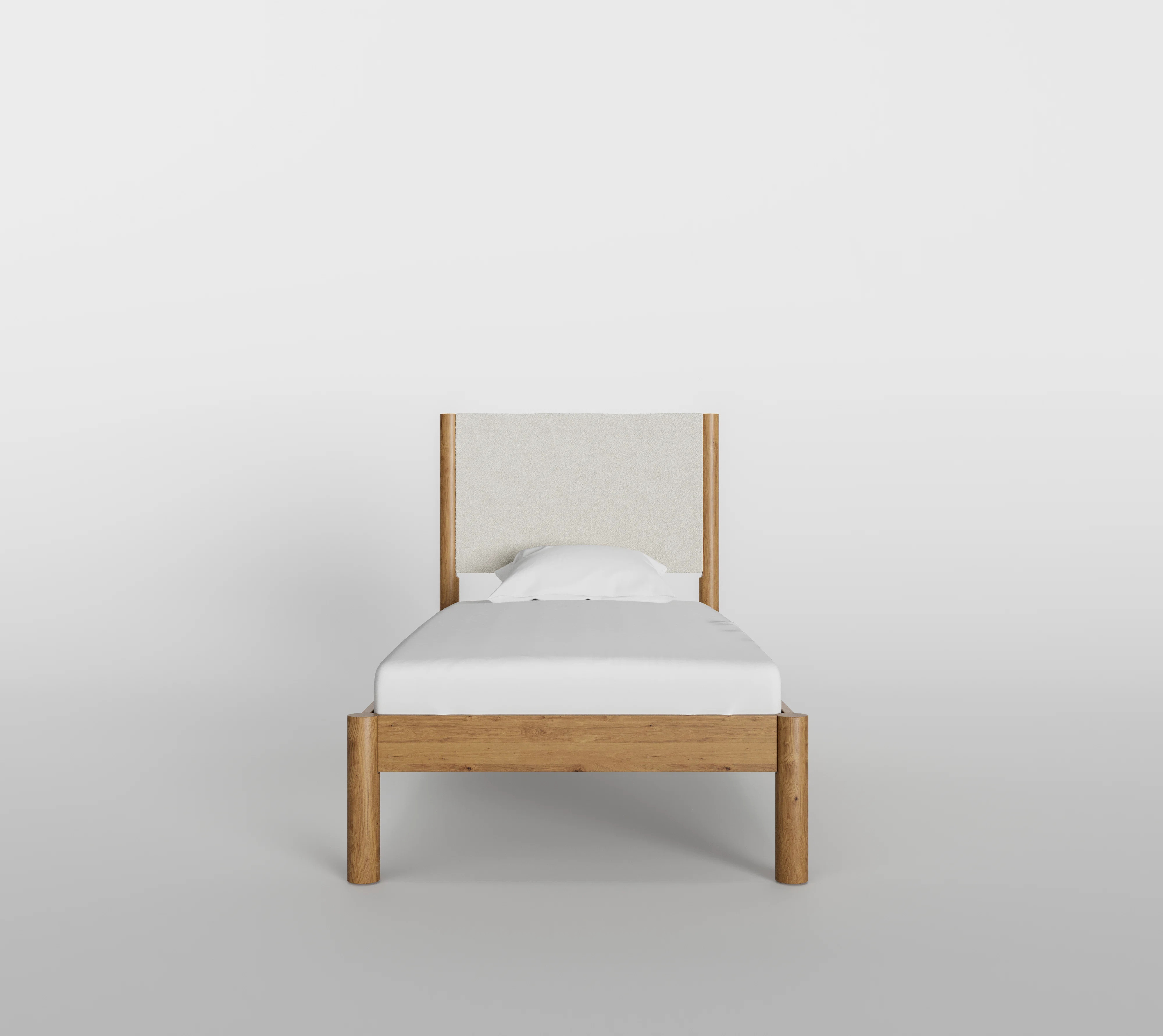 Ben Solid Wood Bed Frame With Cream Boucle Upholstered Headboard | Wayfair North America