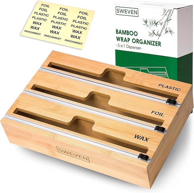 Plastic Wrap Organizer for drawer | Saran Wrap, Aluminum Foil, Wax Paper and Plastic Wrap Dispens... | Amazon (US)