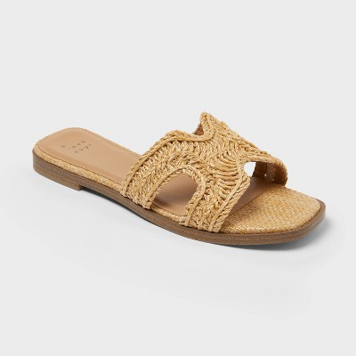 Women’s Nina Slide Sandals - A New Day™ Natural 8 | Target