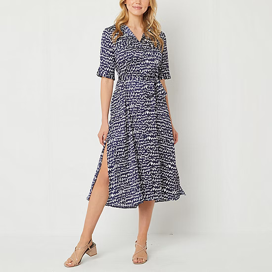 new!Ryegrass 3/4 Sleeve Midi Shirt Dress | JCPenney