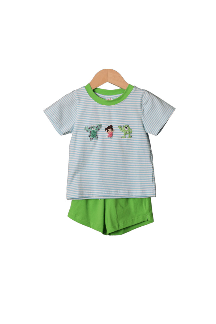 French Knot Monster Short Set | The Smocked Flamingo