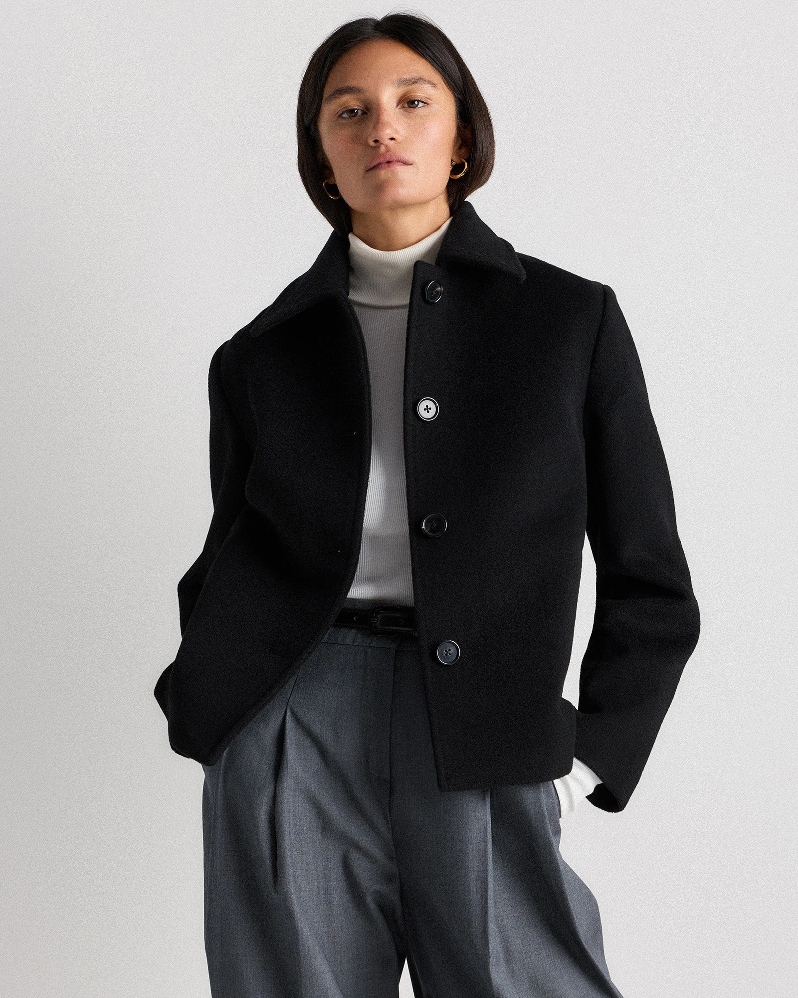 Quince | Women's Wool Cashmere Short Coat in Caramel, Size Medium | Quince