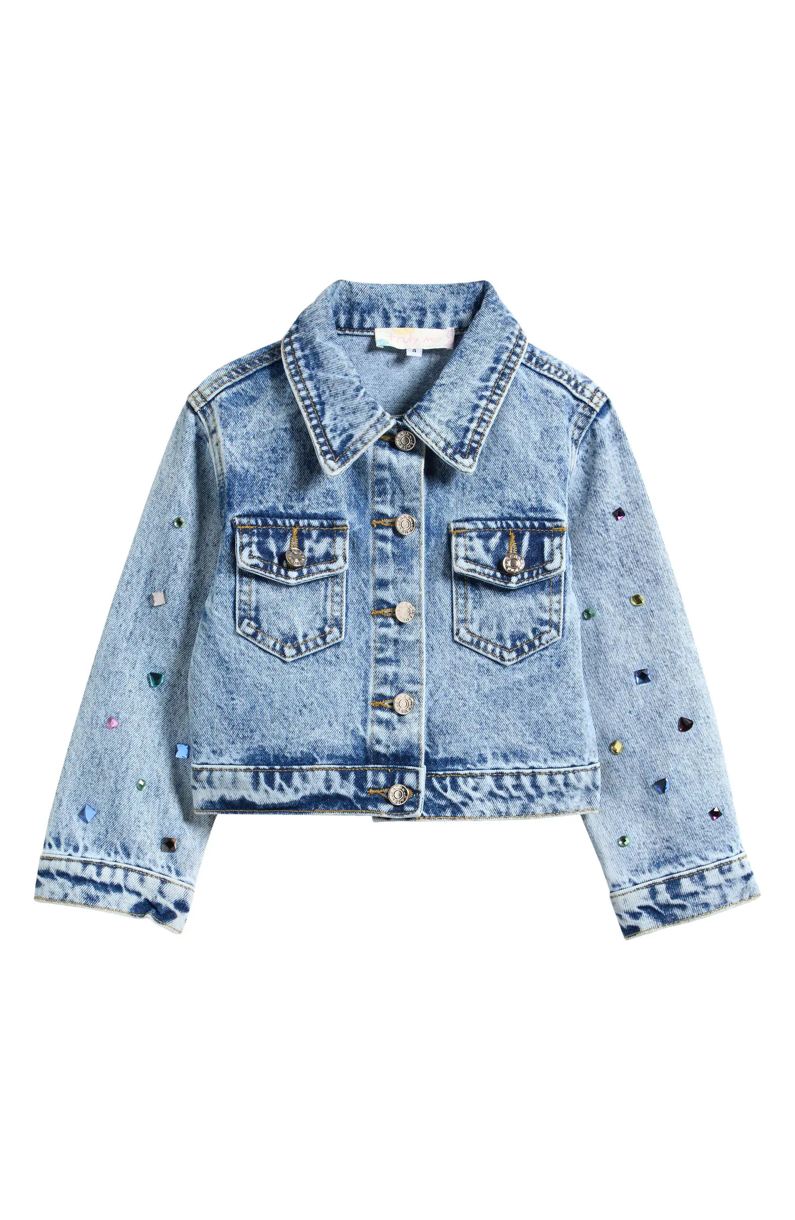 Truly Me Kids' Bejeweled Denim Jacket | Nordstrom | Nordstrom