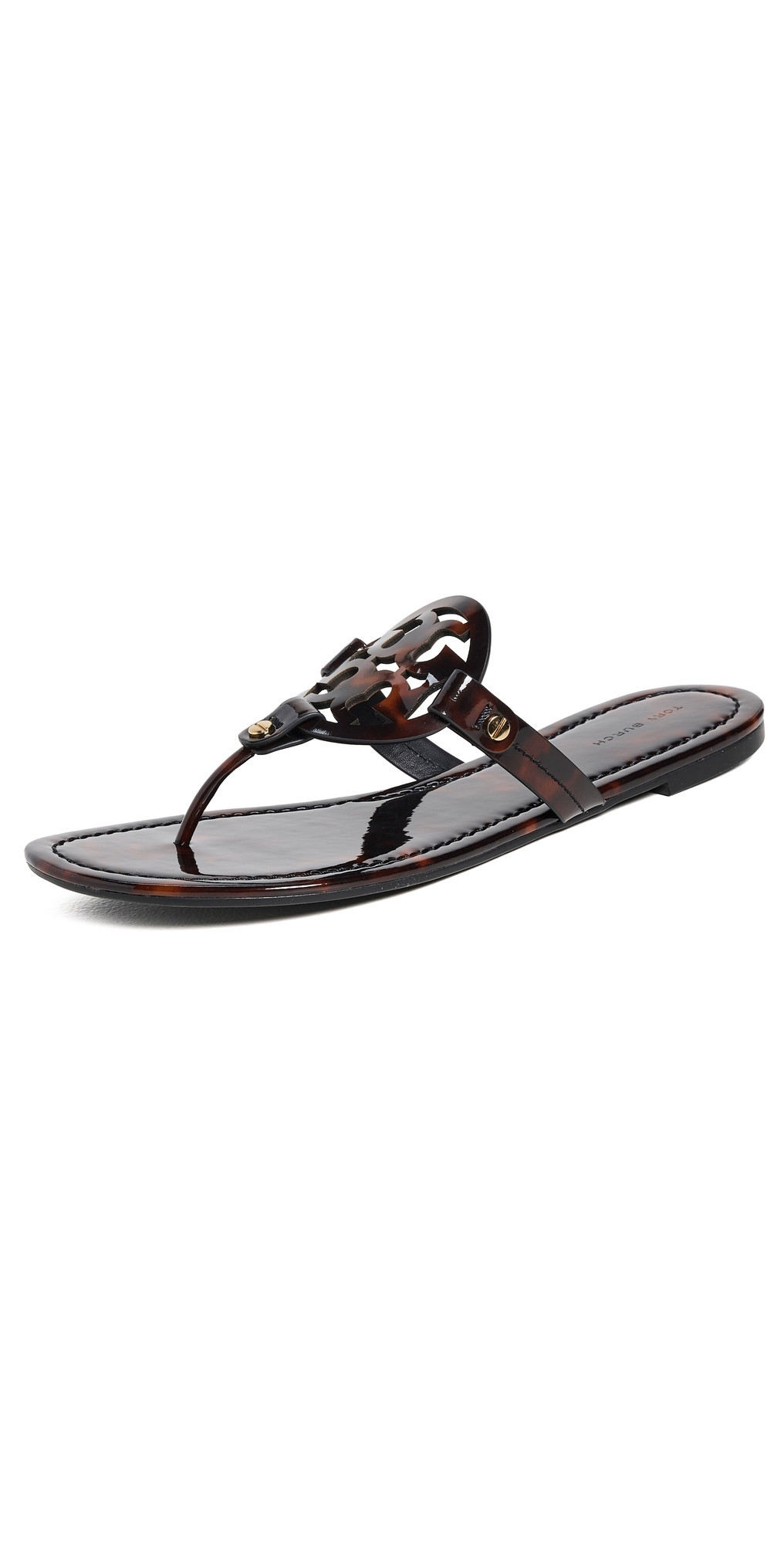 Tory Burch Miller Sandals Tortoise Patent 9.5 | Shopbop