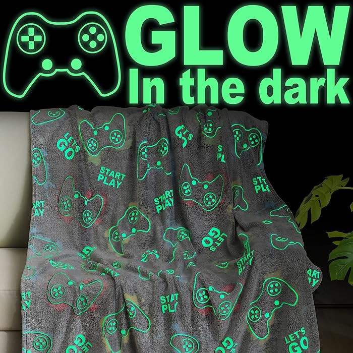 Jekeno Glow in The Dark Gaming Blanket Gamer Game Controller Throw Gift Toys for Kids Boys Teen S... | Amazon (US)
